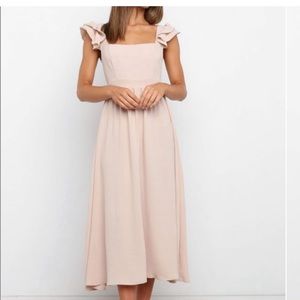 Sacramento backless midi dress in beige/blush pink size 8 (fits size S/M). NWOT.
